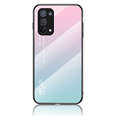 Silikon Schutzhülle Rahmen Tasche Hülle Spiegel Farbverlauf Regenbogen LS1 für Oppo A95 4G Cyan