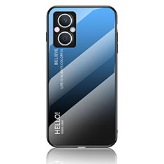 Silikon Schutzhülle Rahmen Tasche Hülle Spiegel Farbverlauf Regenbogen LS1 für Oppo A96 5G Blau