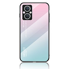 Silikon Schutzhülle Rahmen Tasche Hülle Spiegel Farbverlauf Regenbogen LS1 für Oppo A96 5G Cyan