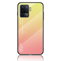 Silikon Schutzhülle Rahmen Tasche Hülle Spiegel Farbverlauf Regenbogen LS1 für Oppo F19 Pro Gelb
