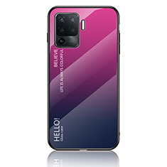 Silikon Schutzhülle Rahmen Tasche Hülle Spiegel Farbverlauf Regenbogen LS1 für Oppo F19 Pro Pink