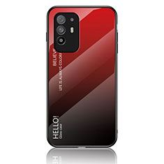 Silikon Schutzhülle Rahmen Tasche Hülle Spiegel Farbverlauf Regenbogen LS1 für Oppo F19 Pro+ Plus 5G Rot