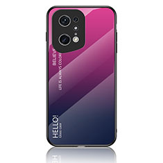 Silikon Schutzhülle Rahmen Tasche Hülle Spiegel Farbverlauf Regenbogen LS1 für Oppo Find X5 Pro 5G Pink