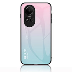 Silikon Schutzhülle Rahmen Tasche Hülle Spiegel Farbverlauf Regenbogen LS1 für Oppo Reno10 Pro 5G Cyan