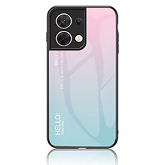 Silikon Schutzhülle Rahmen Tasche Hülle Spiegel Farbverlauf Regenbogen LS1 für Oppo Reno9 Pro 5G Cyan