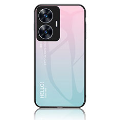 Silikon Schutzhülle Rahmen Tasche Hülle Spiegel Farbverlauf Regenbogen LS1 für Realme C55 Cyan