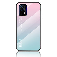 Silikon Schutzhülle Rahmen Tasche Hülle Spiegel Farbverlauf Regenbogen LS1 für Realme GT Neo 2T 5G Cyan