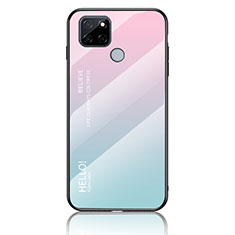 Silikon Schutzhülle Rahmen Tasche Hülle Spiegel Farbverlauf Regenbogen LS1 für Realme V3 5G Cyan