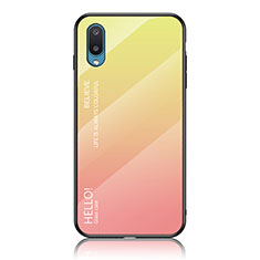 Silikon Schutzhülle Rahmen Tasche Hülle Spiegel Farbverlauf Regenbogen LS1 für Samsung Galaxy A02 Gelb