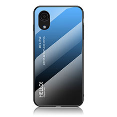 Silikon Schutzhülle Rahmen Tasche Hülle Spiegel Farbverlauf Regenbogen LS1 für Samsung Galaxy A03 Core Blau