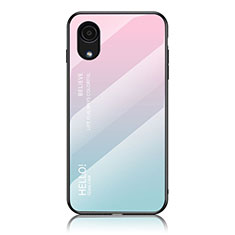 Silikon Schutzhülle Rahmen Tasche Hülle Spiegel Farbverlauf Regenbogen LS1 für Samsung Galaxy A03 Core Cyan