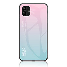 Silikon Schutzhülle Rahmen Tasche Hülle Spiegel Farbverlauf Regenbogen LS1 für Samsung Galaxy A04 4G Cyan