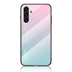 Silikon Schutzhülle Rahmen Tasche Hülle Spiegel Farbverlauf Regenbogen LS1 für Samsung Galaxy A04s Cyan