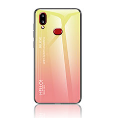Silikon Schutzhülle Rahmen Tasche Hülle Spiegel Farbverlauf Regenbogen LS1 für Samsung Galaxy A10s Gelb