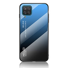 Silikon Schutzhülle Rahmen Tasche Hülle Spiegel Farbverlauf Regenbogen LS1 für Samsung Galaxy A12 Blau