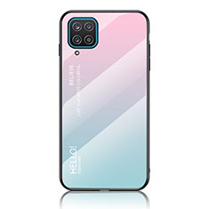 Silikon Schutzhülle Rahmen Tasche Hülle Spiegel Farbverlauf Regenbogen LS1 für Samsung Galaxy A12 Cyan