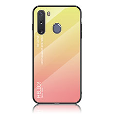 Silikon Schutzhülle Rahmen Tasche Hülle Spiegel Farbverlauf Regenbogen LS1 für Samsung Galaxy A21 European Gelb