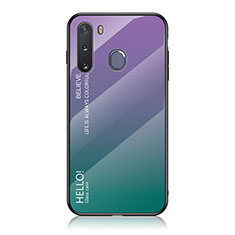 Silikon Schutzhülle Rahmen Tasche Hülle Spiegel Farbverlauf Regenbogen LS1 für Samsung Galaxy A21 European Plusfarbig