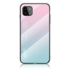 Silikon Schutzhülle Rahmen Tasche Hülle Spiegel Farbverlauf Regenbogen LS1 für Samsung Galaxy A22s 5G Cyan