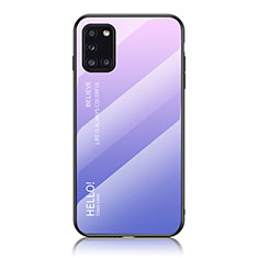 Silikon Schutzhülle Rahmen Tasche Hülle Spiegel Farbverlauf Regenbogen LS1 für Samsung Galaxy A31 Helles Lila