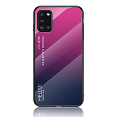 Silikon Schutzhülle Rahmen Tasche Hülle Spiegel Farbverlauf Regenbogen LS1 für Samsung Galaxy A31 Pink