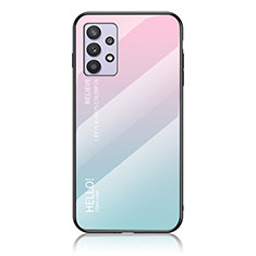 Silikon Schutzhülle Rahmen Tasche Hülle Spiegel Farbverlauf Regenbogen LS1 für Samsung Galaxy A32 4G Cyan