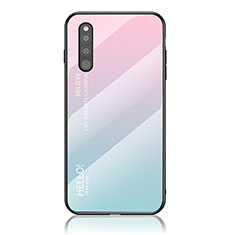 Silikon Schutzhülle Rahmen Tasche Hülle Spiegel Farbverlauf Regenbogen LS1 für Samsung Galaxy A41 SC-41A Cyan