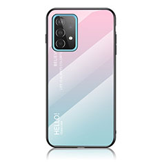 Silikon Schutzhülle Rahmen Tasche Hülle Spiegel Farbverlauf Regenbogen LS1 für Samsung Galaxy A52s 5G Cyan