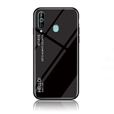 Silikon Schutzhülle Rahmen Tasche Hülle Spiegel Farbverlauf Regenbogen LS1 für Samsung Galaxy A60 Schwarz