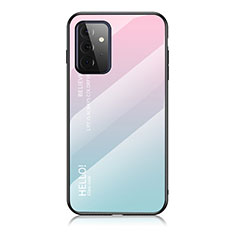 Silikon Schutzhülle Rahmen Tasche Hülle Spiegel Farbverlauf Regenbogen LS1 für Samsung Galaxy A72 4G Cyan