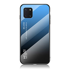 Silikon Schutzhülle Rahmen Tasche Hülle Spiegel Farbverlauf Regenbogen LS1 für Samsung Galaxy A81 Blau