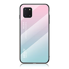 Silikon Schutzhülle Rahmen Tasche Hülle Spiegel Farbverlauf Regenbogen LS1 für Samsung Galaxy A81 Cyan