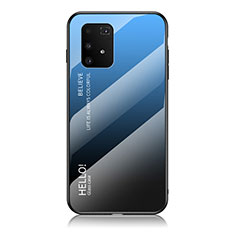 Silikon Schutzhülle Rahmen Tasche Hülle Spiegel Farbverlauf Regenbogen LS1 für Samsung Galaxy A91 Blau