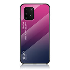 Silikon Schutzhülle Rahmen Tasche Hülle Spiegel Farbverlauf Regenbogen LS1 für Samsung Galaxy A91 Pink