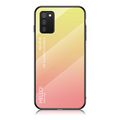 Silikon Schutzhülle Rahmen Tasche Hülle Spiegel Farbverlauf Regenbogen LS1 für Samsung Galaxy F02S SM-E025F Gelb