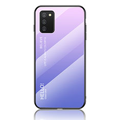 Silikon Schutzhülle Rahmen Tasche Hülle Spiegel Farbverlauf Regenbogen LS1 für Samsung Galaxy F02S SM-E025F Helles Lila