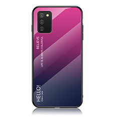 Silikon Schutzhülle Rahmen Tasche Hülle Spiegel Farbverlauf Regenbogen LS1 für Samsung Galaxy F02S SM-E025F Pink