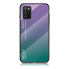 Silikon Schutzhülle Rahmen Tasche Hülle Spiegel Farbverlauf Regenbogen LS1 für Samsung Galaxy F02S SM-E025F Plusfarbig