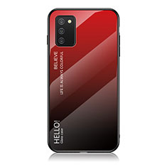 Silikon Schutzhülle Rahmen Tasche Hülle Spiegel Farbverlauf Regenbogen LS1 für Samsung Galaxy F02S SM-E025F Rot