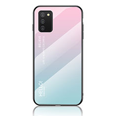 Silikon Schutzhülle Rahmen Tasche Hülle Spiegel Farbverlauf Regenbogen LS1 für Samsung Galaxy M02s Cyan