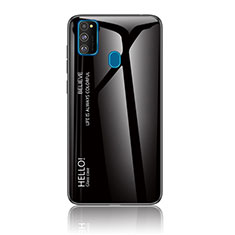 Silikon Schutzhülle Rahmen Tasche Hülle Spiegel Farbverlauf Regenbogen LS1 für Samsung Galaxy M21 Schwarz