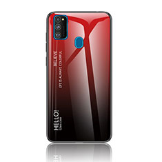 Silikon Schutzhülle Rahmen Tasche Hülle Spiegel Farbverlauf Regenbogen LS1 für Samsung Galaxy M30s Rot