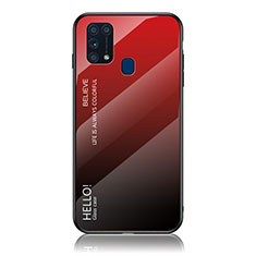 Silikon Schutzhülle Rahmen Tasche Hülle Spiegel Farbverlauf Regenbogen LS1 für Samsung Galaxy M31 Prime Edition Rot