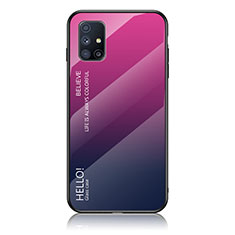 Silikon Schutzhülle Rahmen Tasche Hülle Spiegel Farbverlauf Regenbogen LS1 für Samsung Galaxy M51 Pink