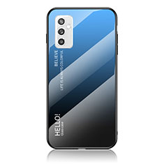 Silikon Schutzhülle Rahmen Tasche Hülle Spiegel Farbverlauf Regenbogen LS1 für Samsung Galaxy M52 5G Blau