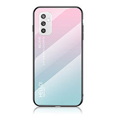 Silikon Schutzhülle Rahmen Tasche Hülle Spiegel Farbverlauf Regenbogen LS1 für Samsung Galaxy M52 5G Cyan