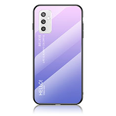 Silikon Schutzhülle Rahmen Tasche Hülle Spiegel Farbverlauf Regenbogen LS1 für Samsung Galaxy M52 5G Helles Lila