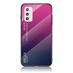 Silikon Schutzhülle Rahmen Tasche Hülle Spiegel Farbverlauf Regenbogen LS1 für Samsung Galaxy M52 5G Pink