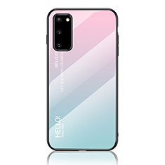 Silikon Schutzhülle Rahmen Tasche Hülle Spiegel Farbverlauf Regenbogen LS1 für Samsung Galaxy S20 Cyan