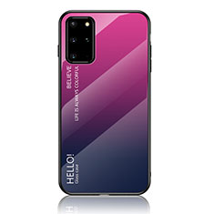 Silikon Schutzhülle Rahmen Tasche Hülle Spiegel Farbverlauf Regenbogen LS1 für Samsung Galaxy S20 Plus Pink